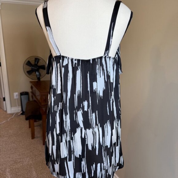 George camisole Black white cami swing top tank ruffled bodice Women's Sz M - Picture 2 of 7